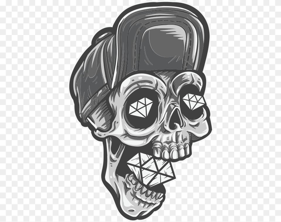 Skeleton Head In A Diamond Halloween Wall Decal Skelet Hoved Med Ild, Art, Drawing, Adult, Male Png