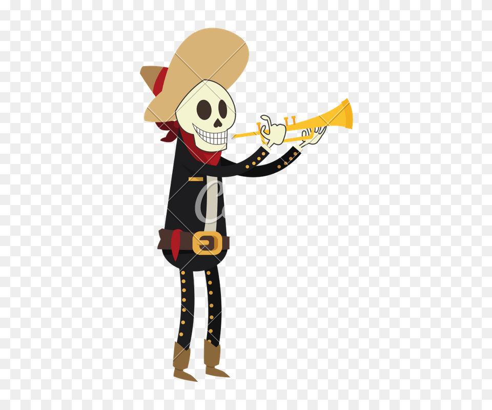 Skeleton Mariachi, Brass Section, Horn, Musical Instrument, Clothing Free Png