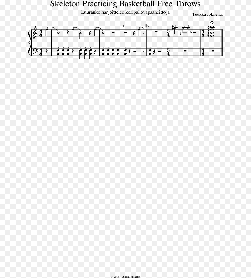 Skeleton Practicing Basketball Throws Sheet Music Document, Gray Png Image