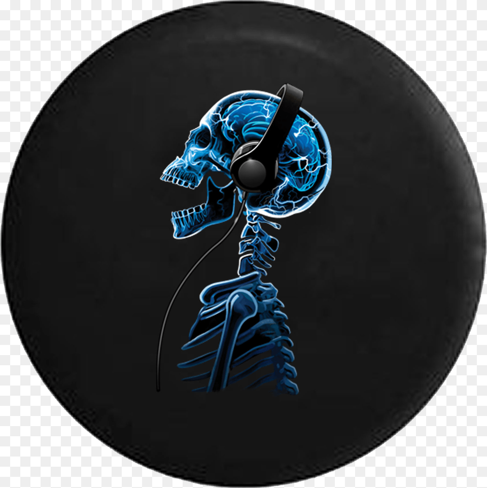 Skeleton Skull Headphones Lightning Electricity Jeep T Shirt Skelephones Xl T Shirt, Disk, Electronics Png