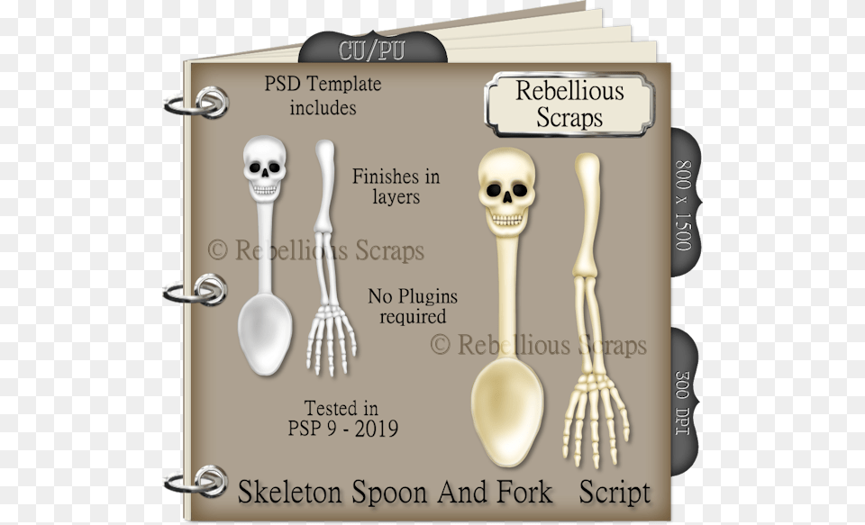 Skeleton Spoon And Fork Pahu Drum, Cutlery Free Png