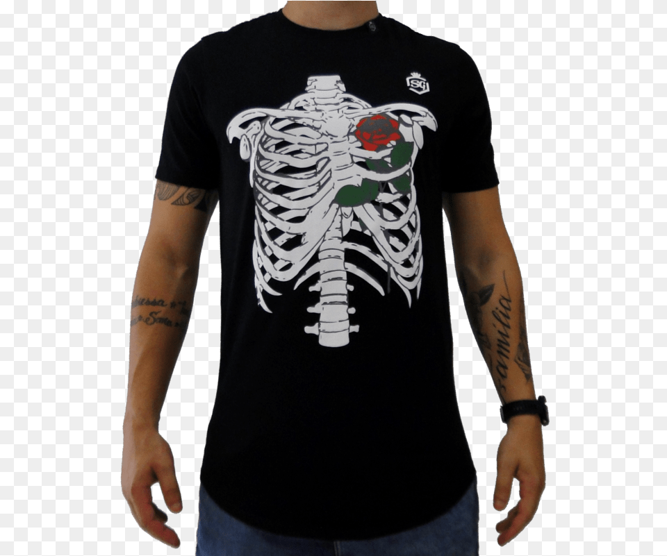 Skeleton Wallpaper With Roses, Clothing, Person, Skin, T-shirt Free Transparent Png