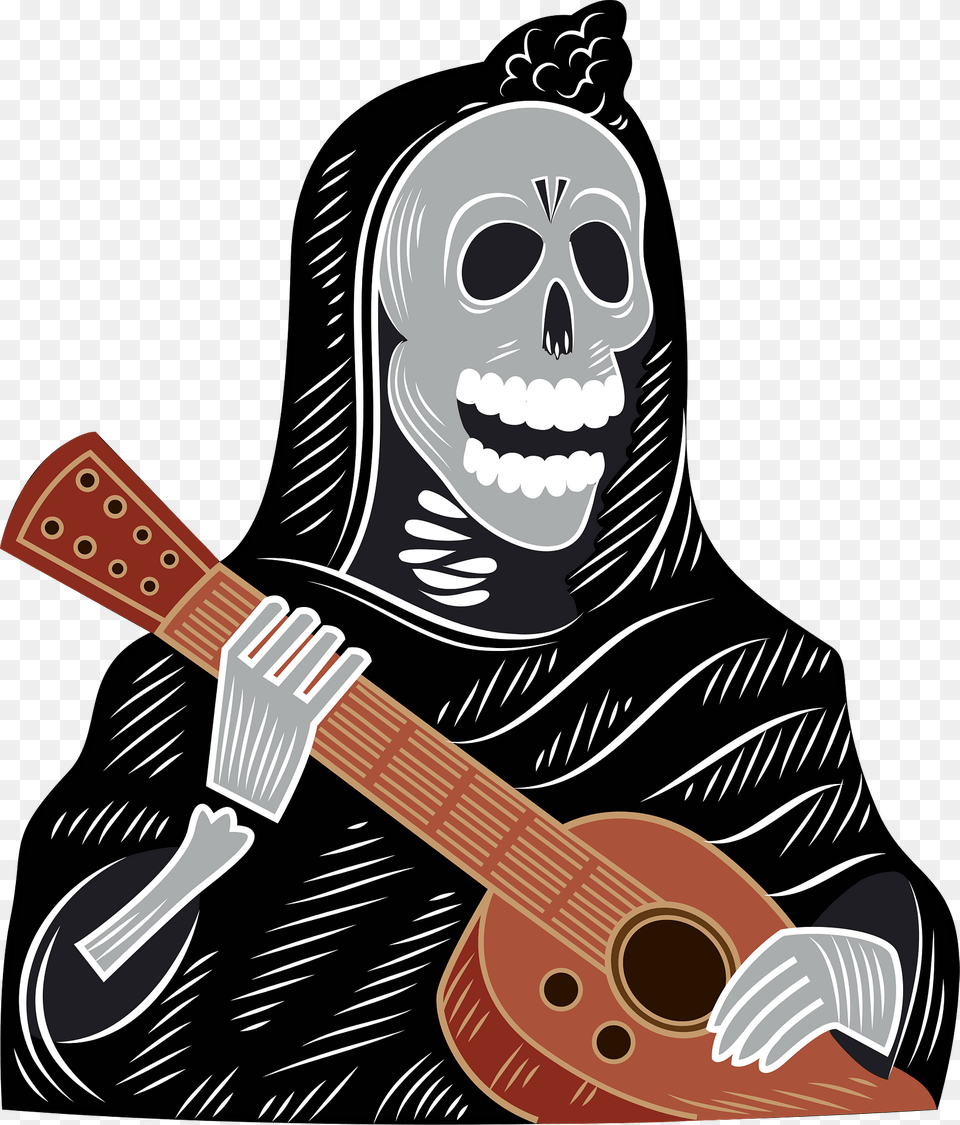 Skeleton With Guitar Clipart, Adult, Female, Person, Woman Png