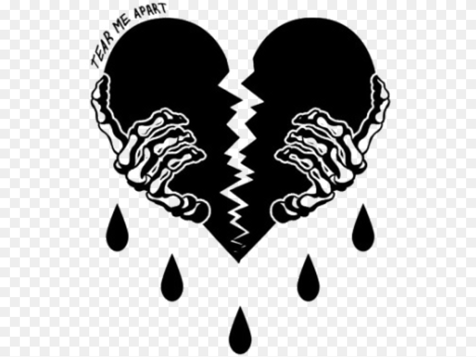 Skeletonhand Heart Heartbreak Black Tear Brokenheart Black Heartbreak, Silhouette, Person, Accessories, Jewelry Png