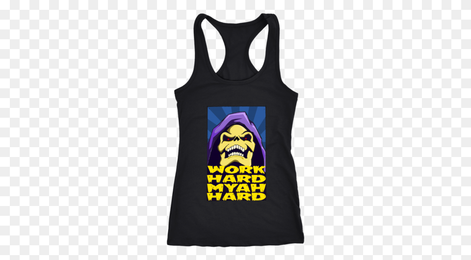 Skeletor Work Hard Myah Hard Gym Shirt Unlawful Threads, Clothing, Tank Top, Face, Head Free Png Download