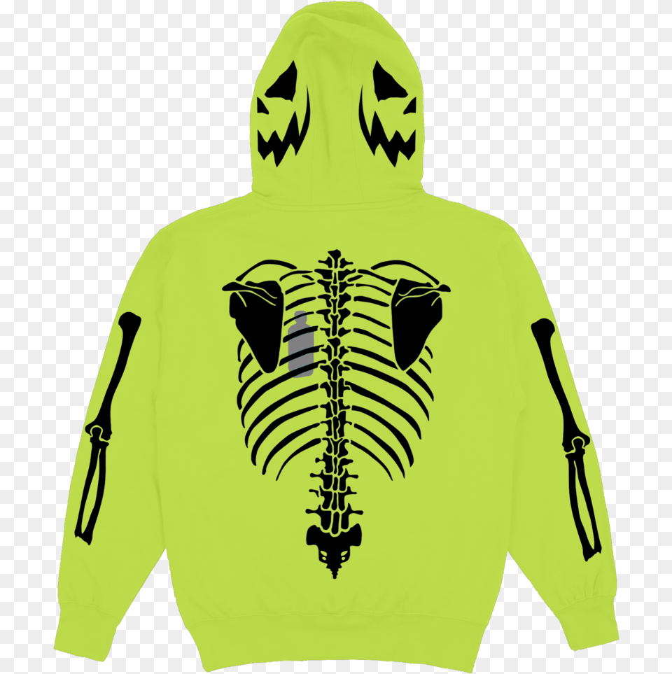 Skelton Heart Safety Green Hoodie, Knitwear, Clothing, Sweatshirt, Sweater Free Transparent Png