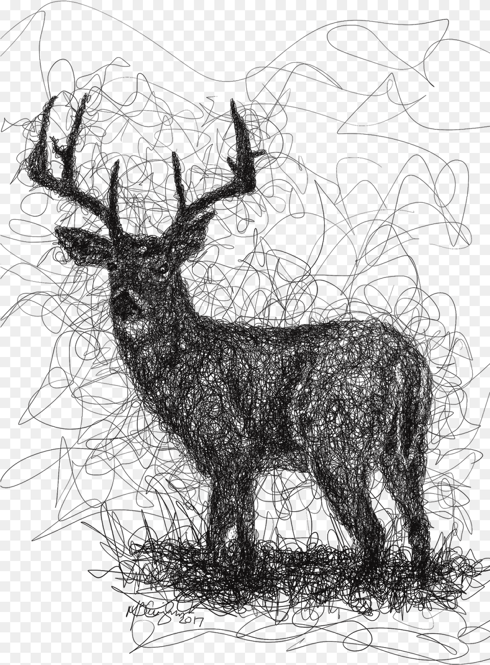 Sketch, Animal, Deer, Mammal, Wildlife Png