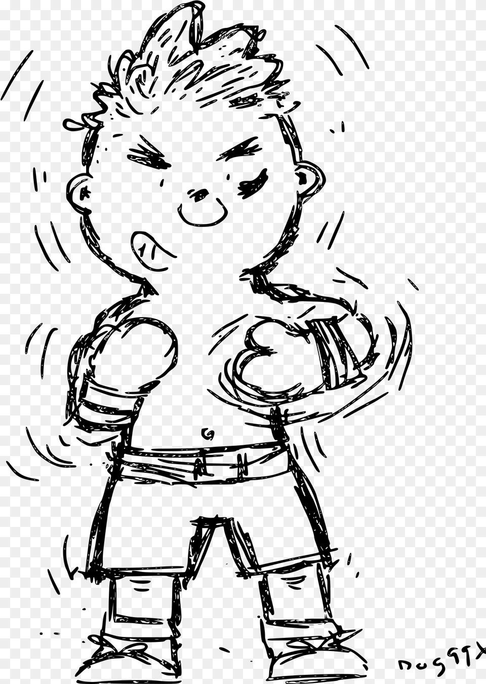 Sketch Cartoon Boxer Man Clip Arts Boxing, Gray Free Transparent Png