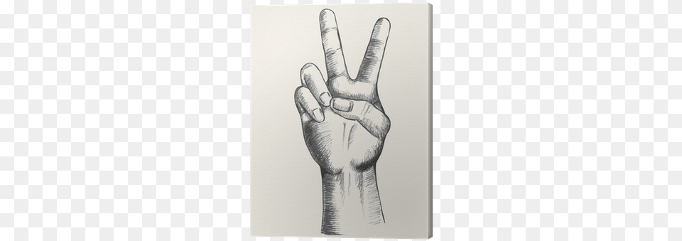 Sketch Of A Hand Gesturing Victory Symbol Canvas Print Symbol Zwyciestwa, Art, Drawing, Body Part, Person Free Transparent Png