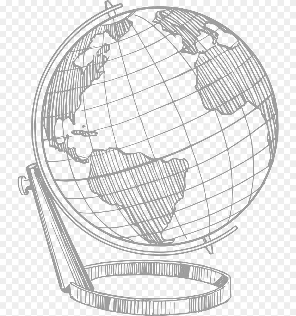 Sketch Of Earth Globe, Gray Png Image