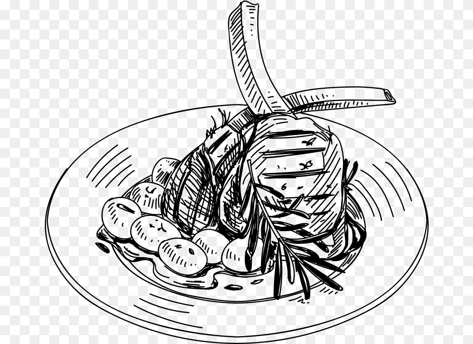 Sketch Of Food, Gray Png