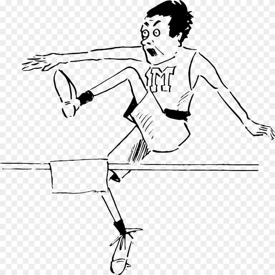 Sketch Of Hurdle Race, Gray Free Transparent Png