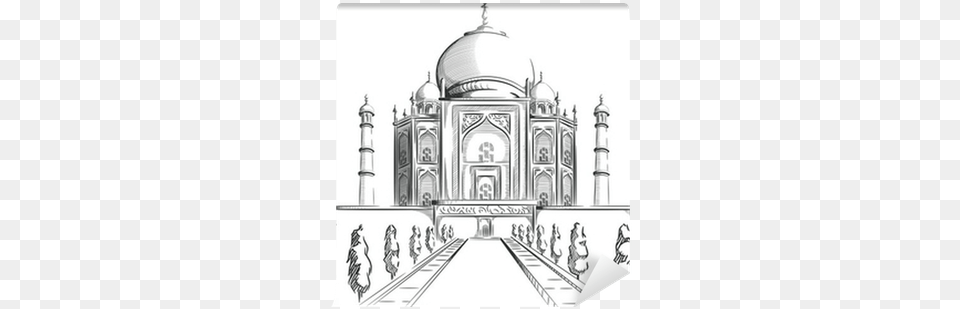 Sketch Of India Landmark Taj Mahal Wall Mural Pixers Taj Mahal, Art, Drawing, Altar, Architecture Png Image