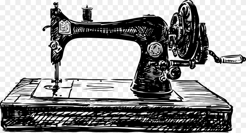 Sketch Of Old Fashioned Sewing Machine History Old Sewing Machine Sketch, Bulldozer, Appliance, Device, Electrical Device Free Transparent Png