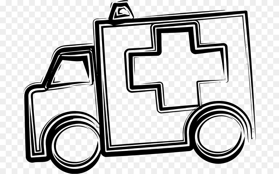 Sketched Ambulance Ambulance, Gray Free Png