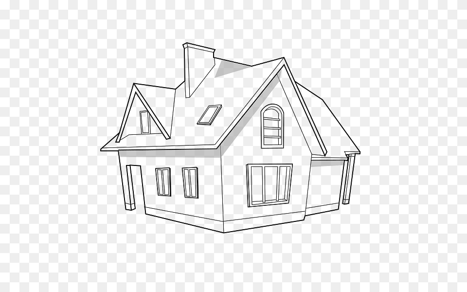 Sketched House, Architecture, Building, Cottage, Housing Png