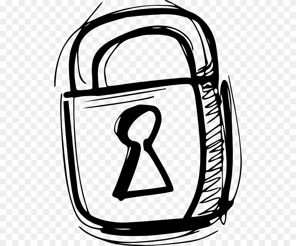 Sketched Lock Lock And Key, Gray Free Png