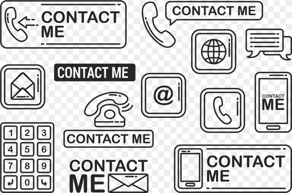 Sketchy Contact Me Icons Vector Contact, Electronics, Mobile Phone, Phone, Text Free Png Download