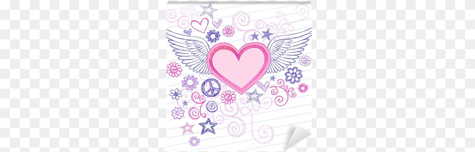 Sketchy Heart With Angel Wings Valentines Day Doodles Samsung Galaxy S 2 Skyrocket Design Rubberized Plastic Free Transparent Png