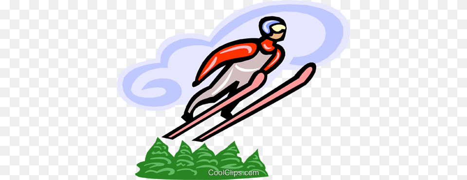 Ski Jumping Royalty Free Vector Clip Art Illustration, Nature, Outdoors, Snow, Leisure Activities Png Image