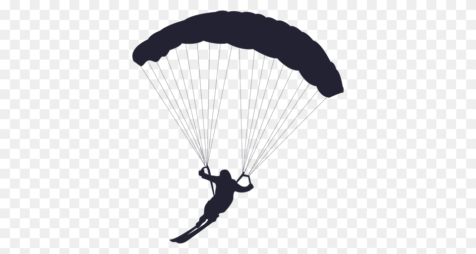 Ski Parachute Gliding Silhouette, Person Free Transparent Png