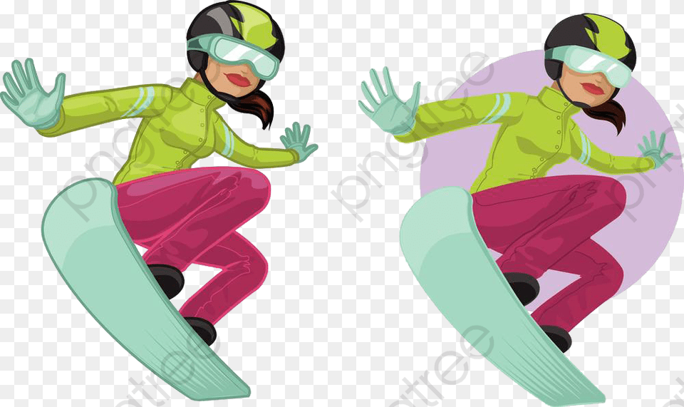 Skier Cartoon Skiing Play Transparent Snowboarding African American Girl, Outdoors, Nature, Adventure, Snow Png Image