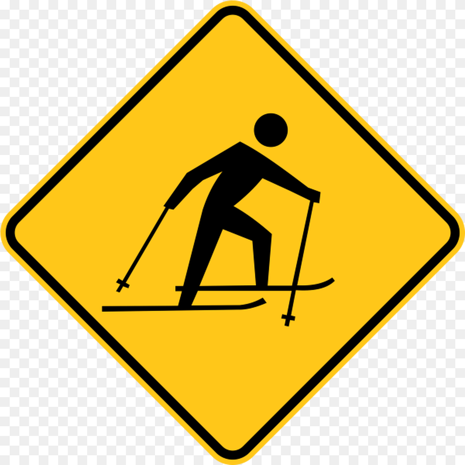 Skier Icon Warning Trail Sign Skiing, Symbol, Road Sign, Adult, Male Png