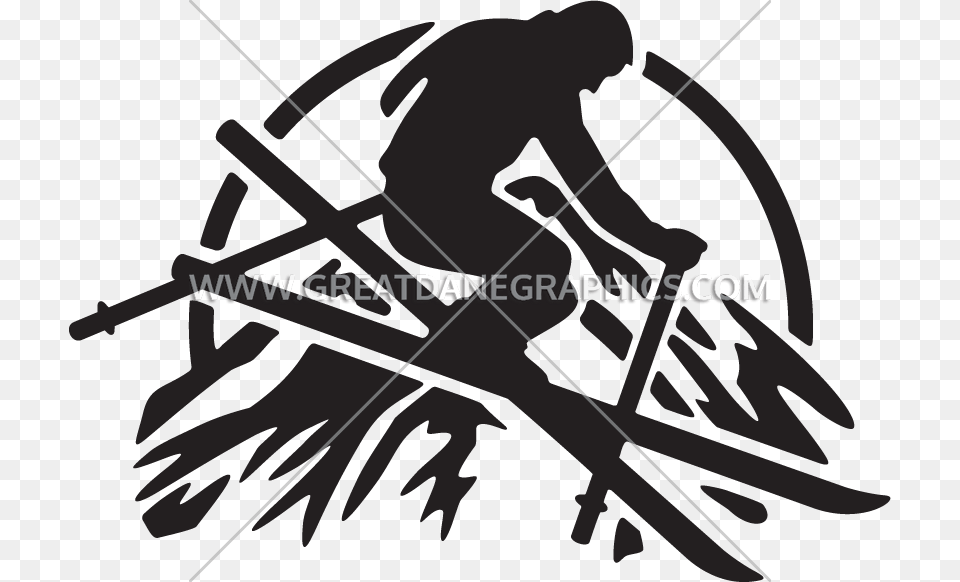Skier Mountains Production Ready Artwork For T Shirt Printing, Bow, Weapon, Head, Person Png