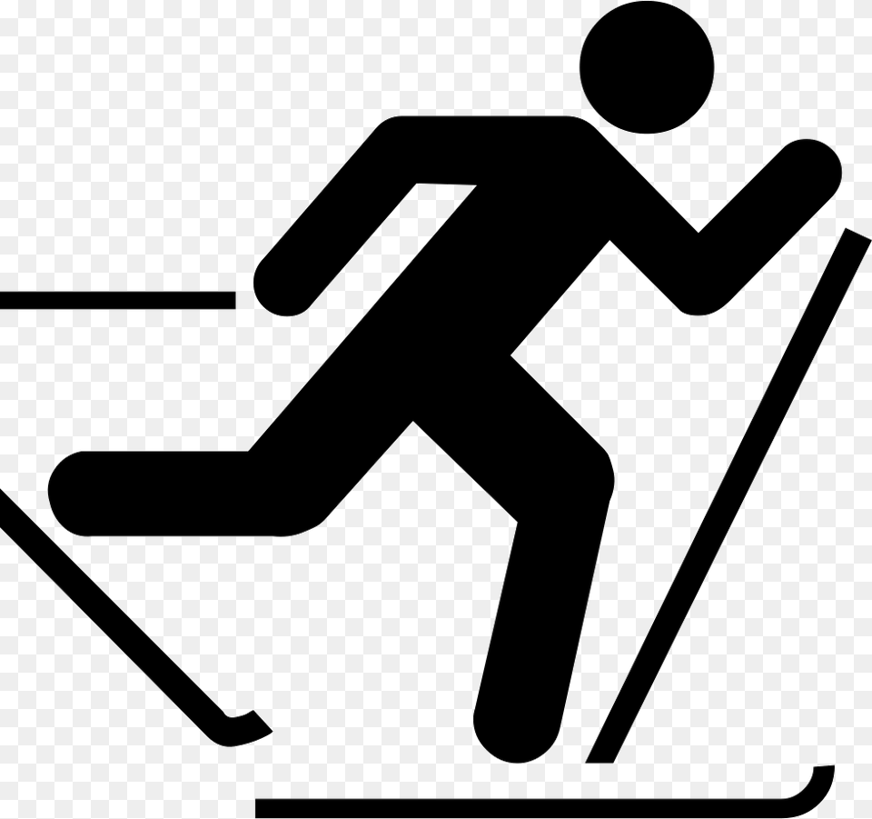 Skier Skiing Stick Figure Running Away, Sign, Symbol, Stencil Free Png Download
