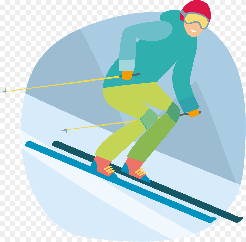 Skiing Clipart, Nature, Outdoors, Snow, Leisure Activities Png Image
