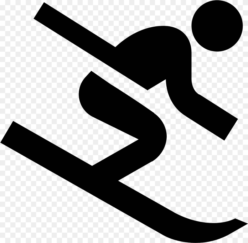 Skiing Icon, Gray Free Png Download