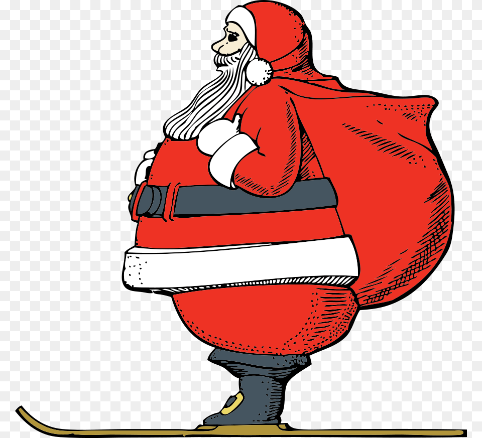 Skiing Santa Clipart For Web, Clothing, Coat, Hood, Fashion Png Image