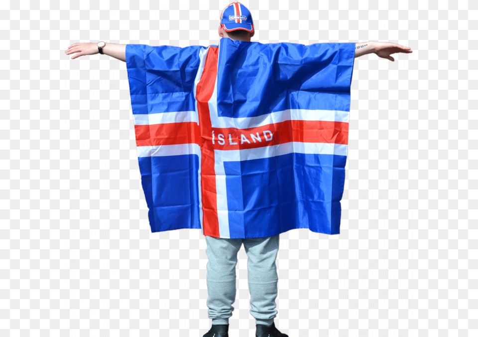 Skikkja Me Slenska Fnanum Cloak Icelandic Flag Flag, Adult, Male, Man, Person Png Image