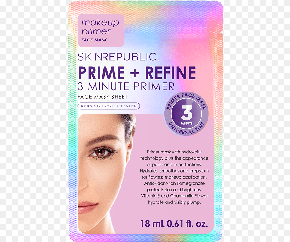 Skin Republic Primer Mask, Adult, Text, Person, Woman Free Png Download