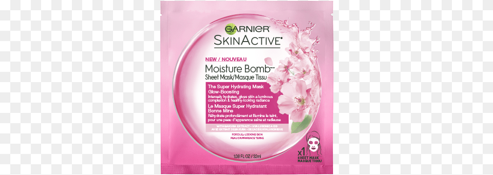 Skinactive Masks Sakura Glow Boosting New Front Garnier Serum Mask Sakura White, Advertisement, Poster, Flower, Plant Free Png Download