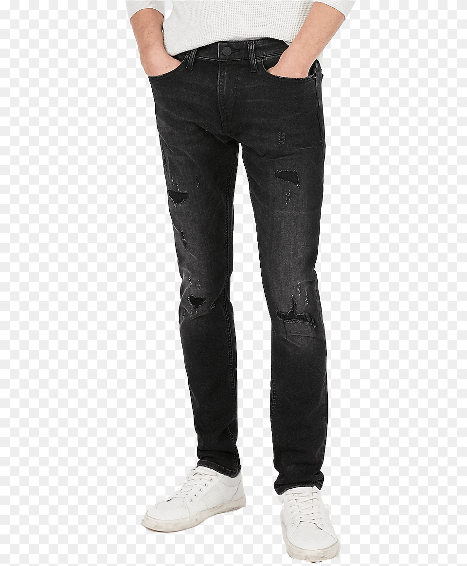 Skinny Black Hyper Ripped Stretch Jeans Express Men Frame L Homme Skinny Fit Jeans, Clothing, Pants, Adult, Person Png