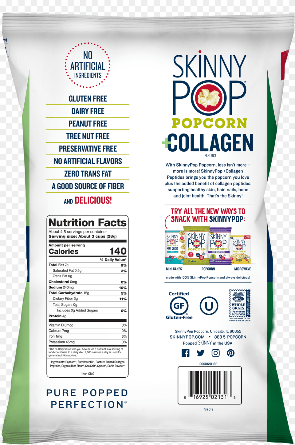 Skinnypop Popcorn Collagen Nutrition Facts Food, Advertisement, Powder, Text Png