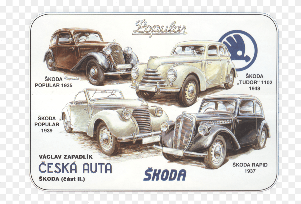 Skoda Vintage, Car, Transportation, Vehicle, Advertisement Png Image