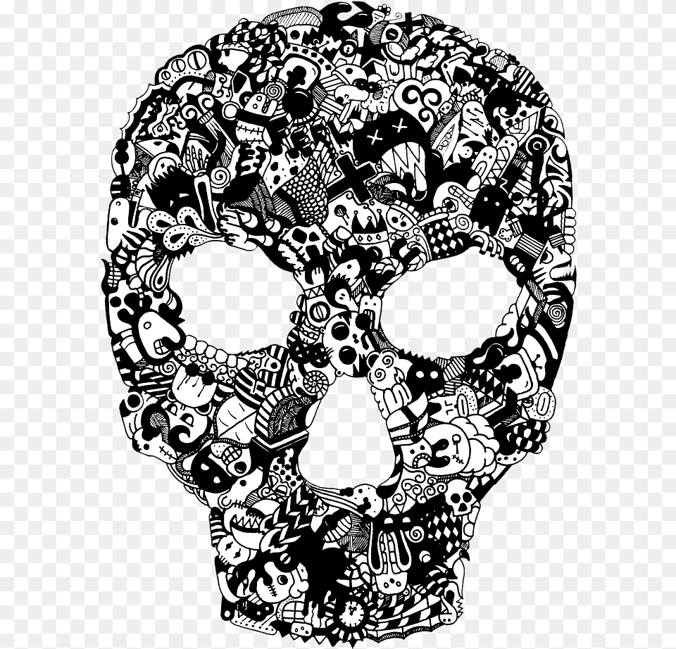 Skull, Art, Doodle, Drawing, Face Free Png