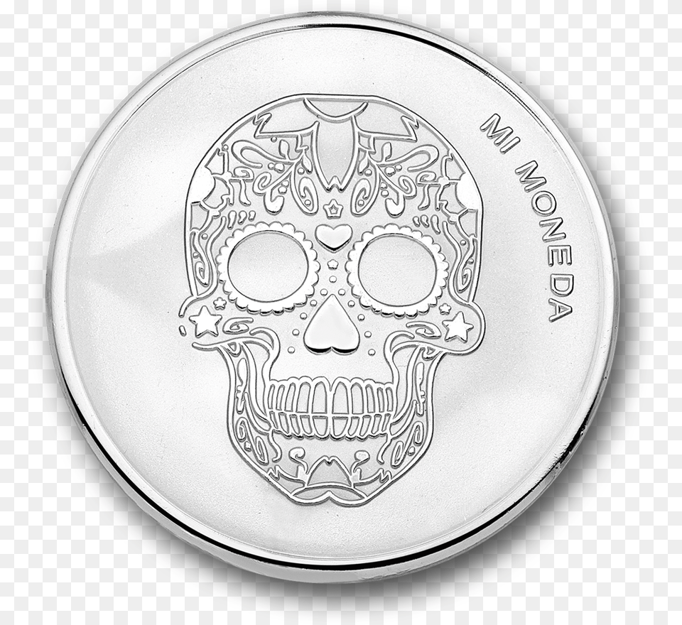 Skull Amp Fire Silver Plated Mon Sku 01 M, Plate, Coin, Money Free Transparent Png
