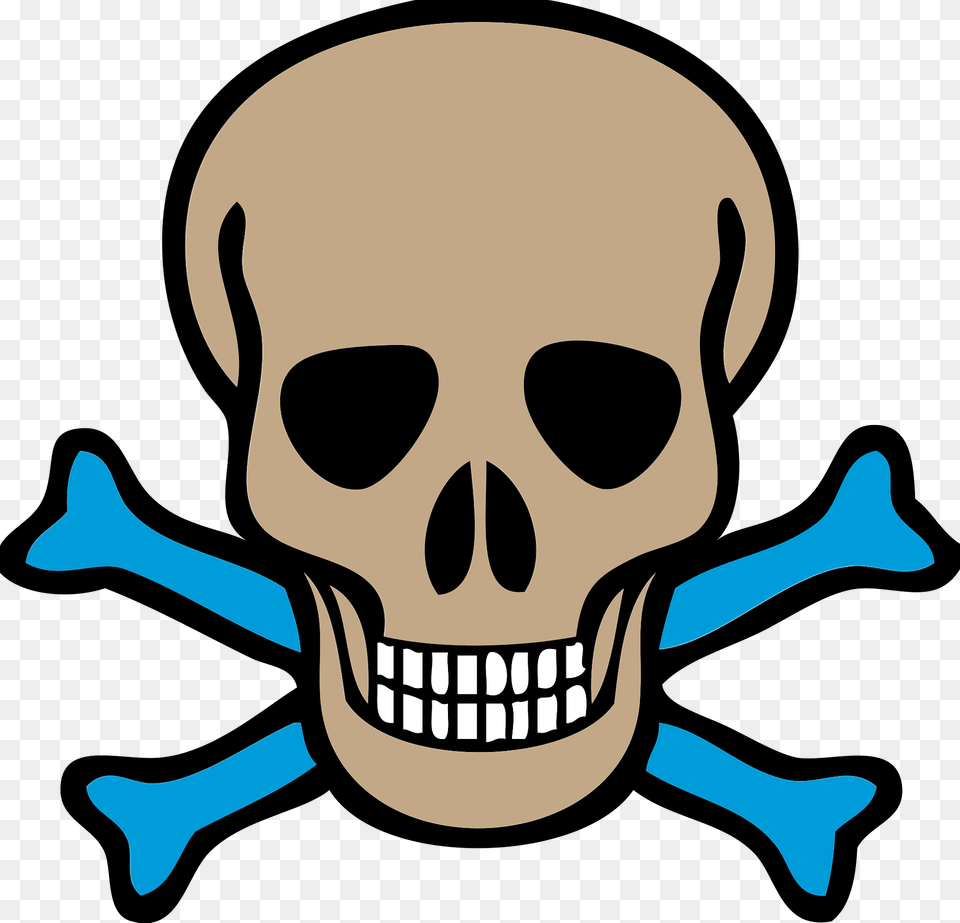 Skull And Blue Crossbones Clipart, Head, Person, Face, Animal Png