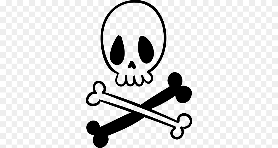 Skull And Bones Icon, Gray Free Transparent Png