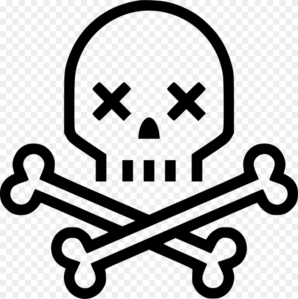 Skull And Bones Icon Stencil, Symbol, Device, Grass Free Png Download