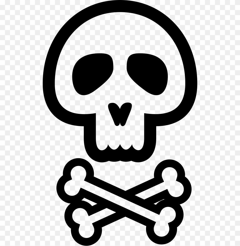 Skull And Bones Outline Poison Symbol, Stencil, Device, Grass, Lawn Free Png