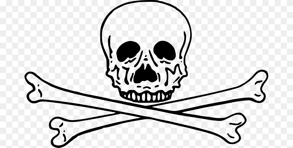 Skull And Crossbones Clip Art, Gray Free Png Download