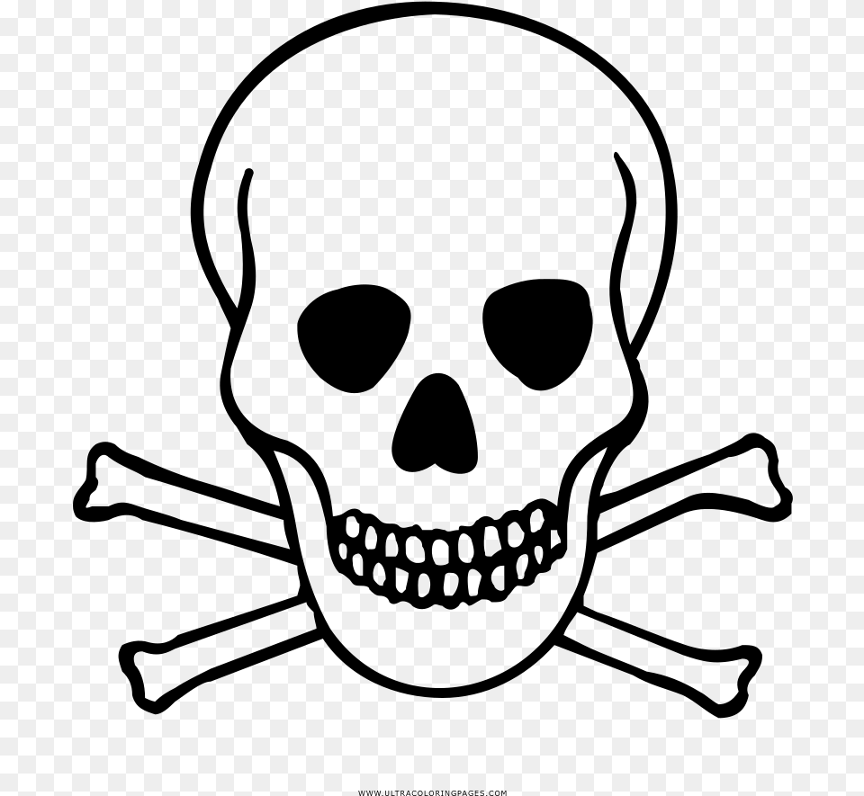 Skull And Crossbones Coloring, Gray Png
