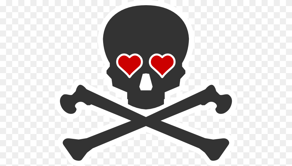 Skull And Crossbones Heart, Stencil Free Png
