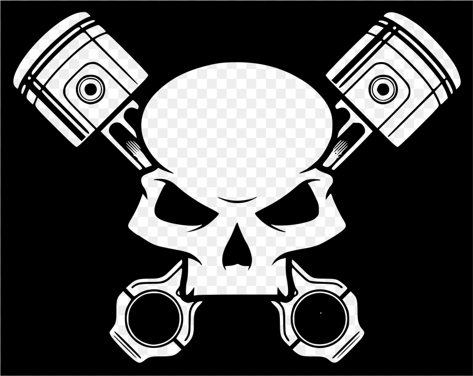 Skull And Crossbones Piston Calavera Decal Skull And Pistons, Gray Free Png Download