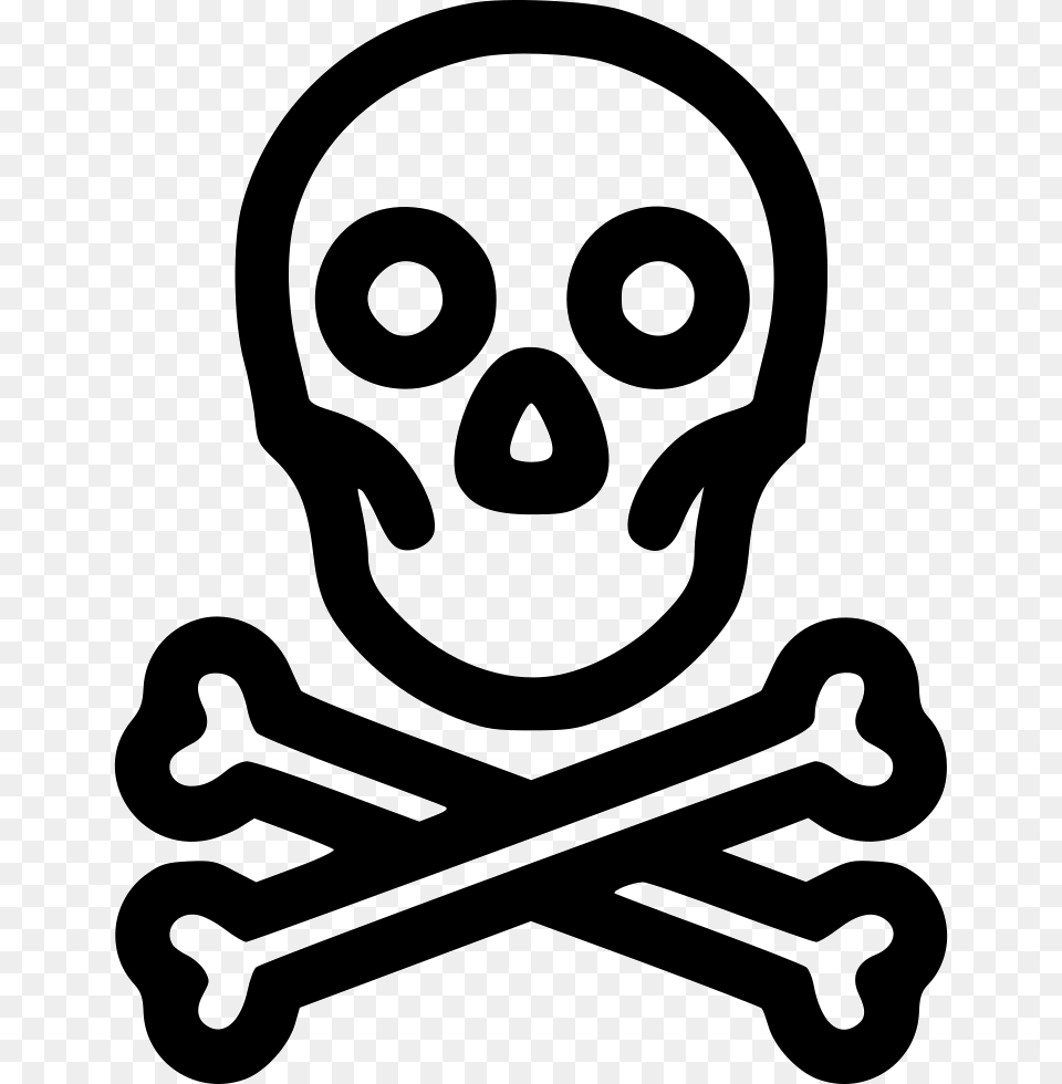 Skull And Crossbones Poison Clip Art Flat Line Skull, Stencil, Symbol, Baby, Person Free Png