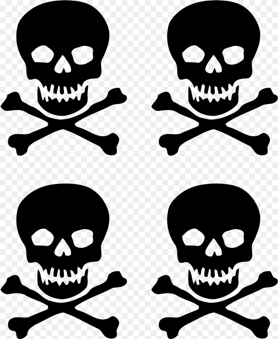 Skull And Crossbones Sticker Wall Decal T Shirt, Gray Free Png Download